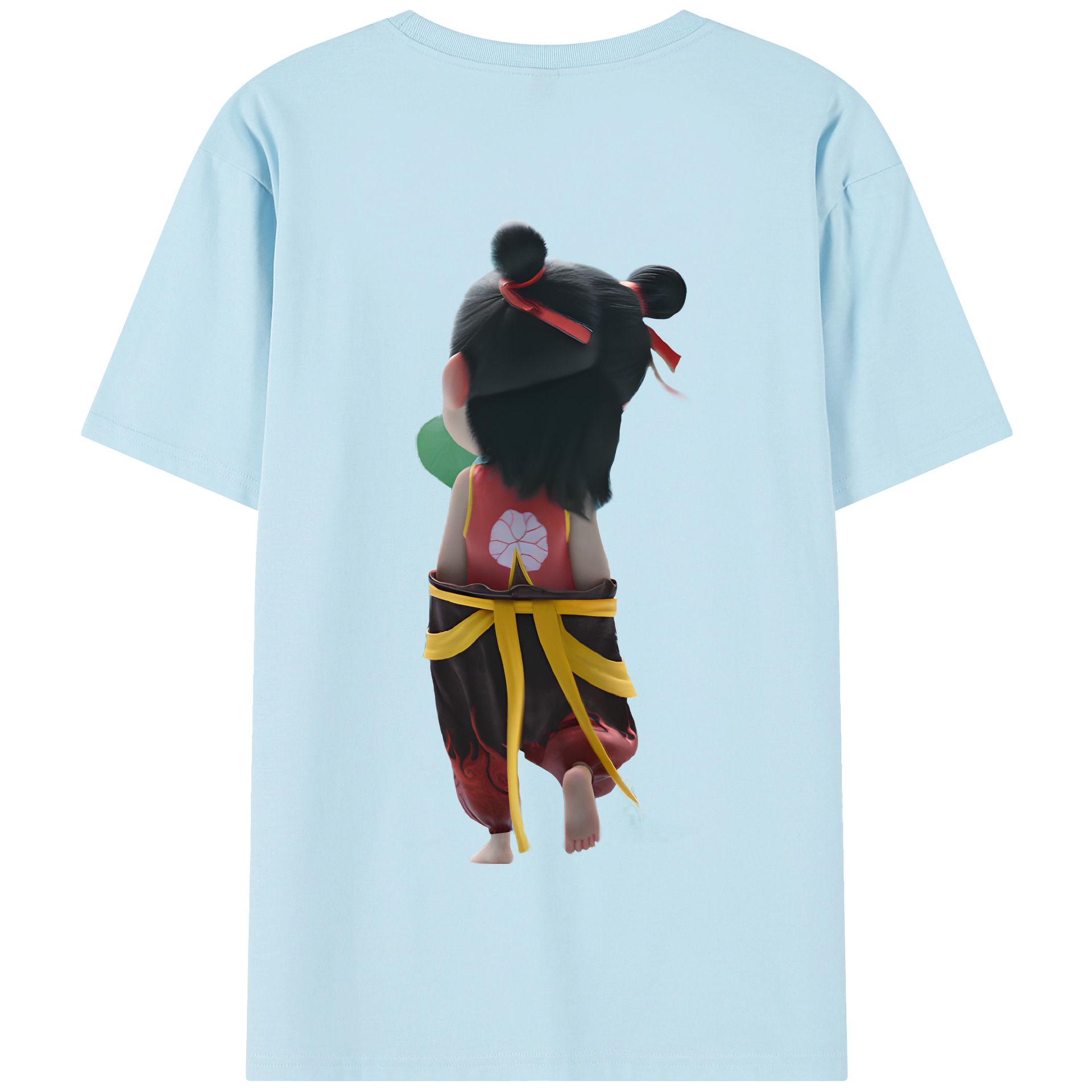 （画像用） Ne Zha 2 ナタ 魔童の大暴れ 綿100％半袖Tシャツ（背面プリント）